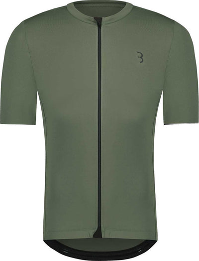 BBB Cycling Essence Radshirt Herren Kurzarm - 15-25 °C - Atmungsaktives MTB- und Radshirt mit 3 Rückentaschen - Olivgrün