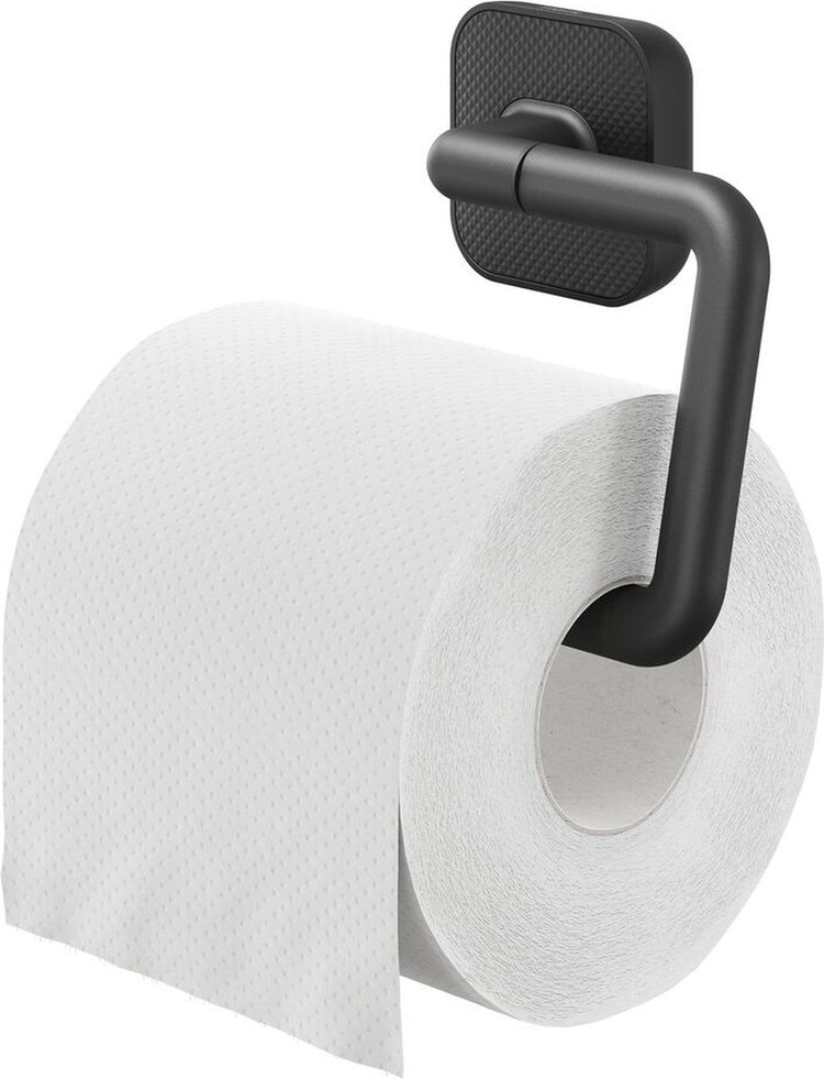 Tiger Carv - Toilettenpapierhalter ohne Klappe - Toilettenpapierhalter - ohne Bohren - Bohren oder Kleben - Schwarz