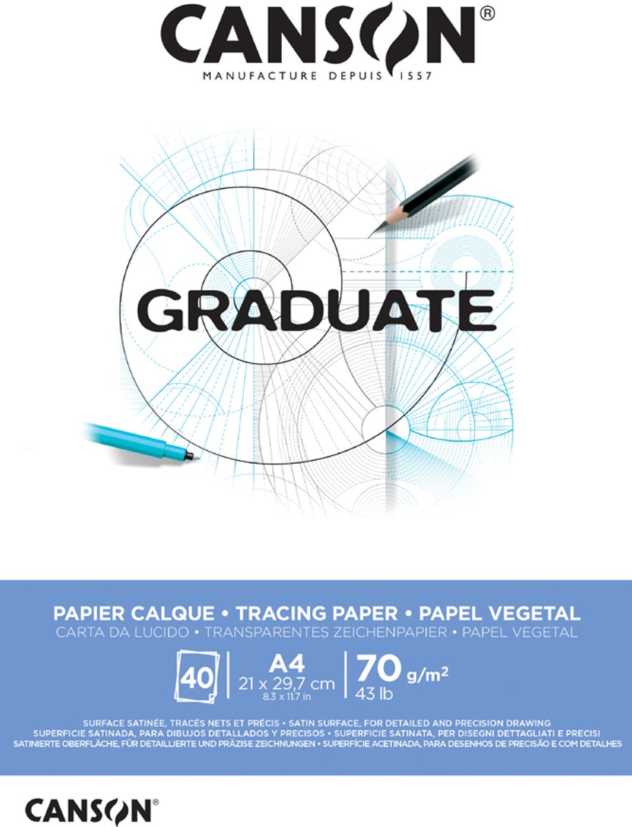 Canson Transparentpapierblock A4 70 g m² – 40 Blatt