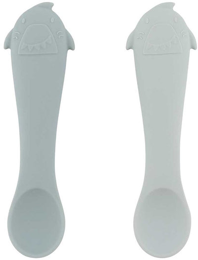 Trixie Babylöffel Silikon-Set – First Bites Mr. Hai 2er-Pack.