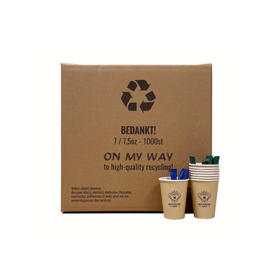 On my way Recyclingbox für 1.000 Kaffeetassen inkl. Gitterbeutel (10 Stück)
