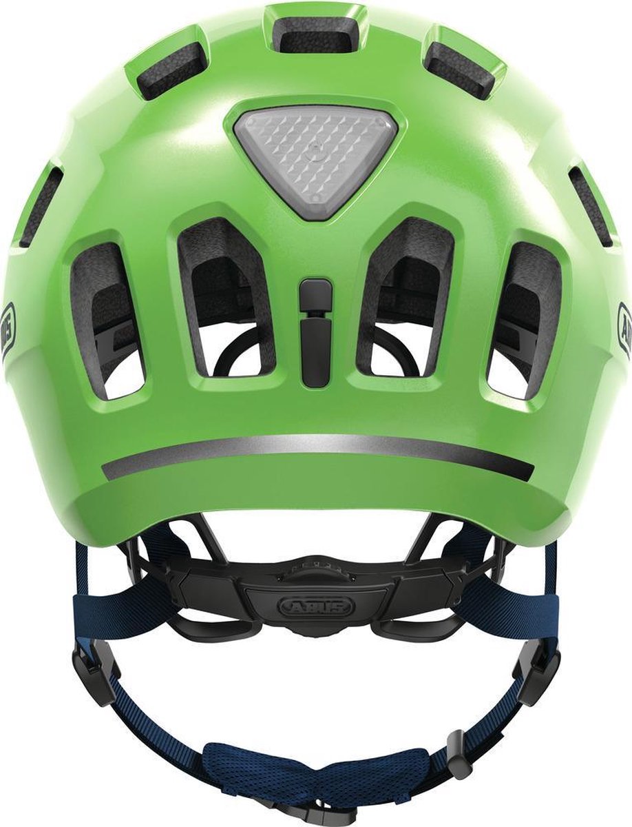Abus Fahrradhelm youn-i 2.0 – mit Licht für Kinder, Jugendliche und junge Erwachsene – für Mädchen und Jungen – grün (funkelnd), Größe S