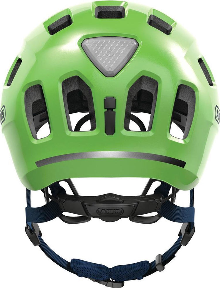 Abus Fahrradhelm youn-i 2.0 – mit Licht für Kinder, Jugendliche und junge Erwachsene – für Mädchen und Jungen – grün (funkelnd), Größe S