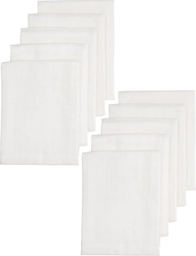 Meyco Baby Uni Hydrofiele Doeken – 10er-Pack – biologisch – weiß – 80 x 80 cm