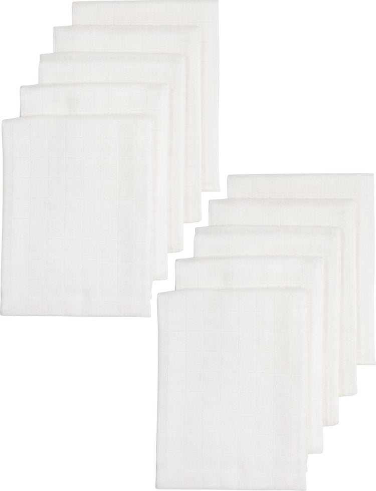 Meyco Baby Uni Hydrofiele Doeken – 10er-Pack – biologisch – weiß – 80 x 80 cm