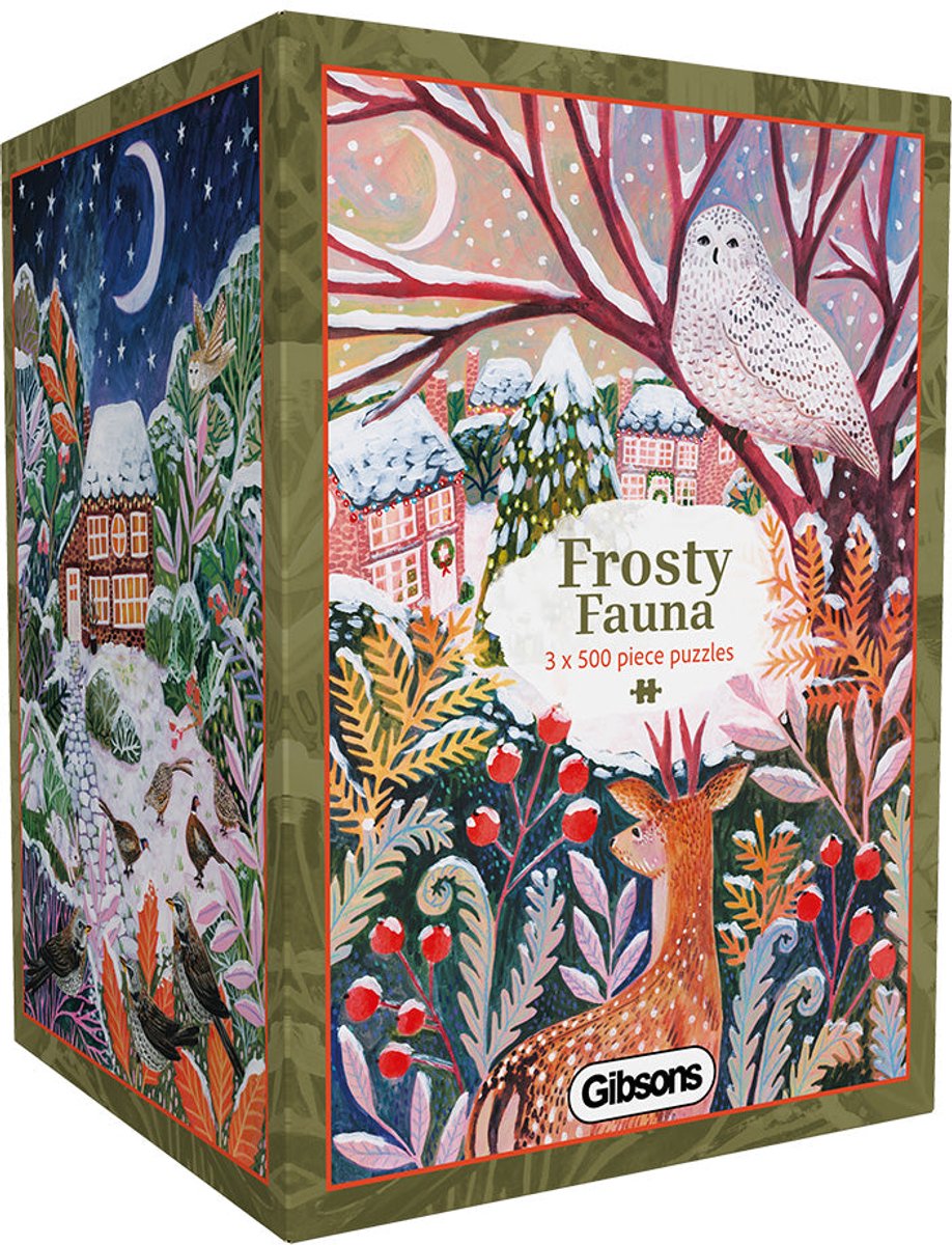 Gibsons – Frosty Fauna (von Lee Foster Wilson) – 3×500 Teile 48×34cm (B×H) – Puzzle für Erwachsene
