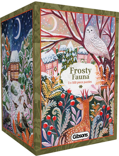 Gibsons – Frosty Fauna (von Lee Foster Wilson) – 3×500 Teile 48×34cm (B×H) – Puzzle für Erwachsene