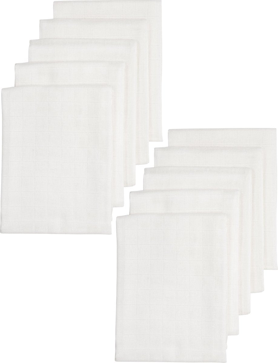 Meyco Baby Uni hydrophile Tücher – 10er-Pack – weiß – 70 x 70 cm