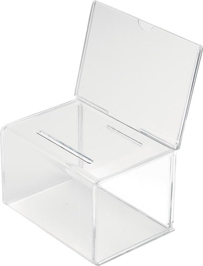 Deflecto Vorschlagsbox mit Prospekthalter | Fuß 20 | 5x13 | 5x16 | 5 cm
