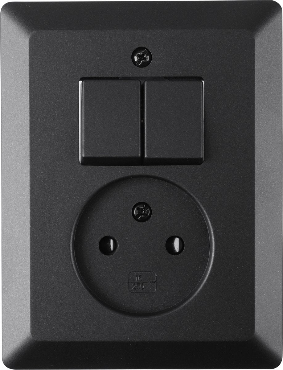 Q-Link-Kombination Einbau - Serie - mit Doppelschalter - Schwarz