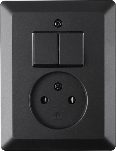 Q-Link-Kombination Einbau - Serie - mit Doppelschalter - Schwarz