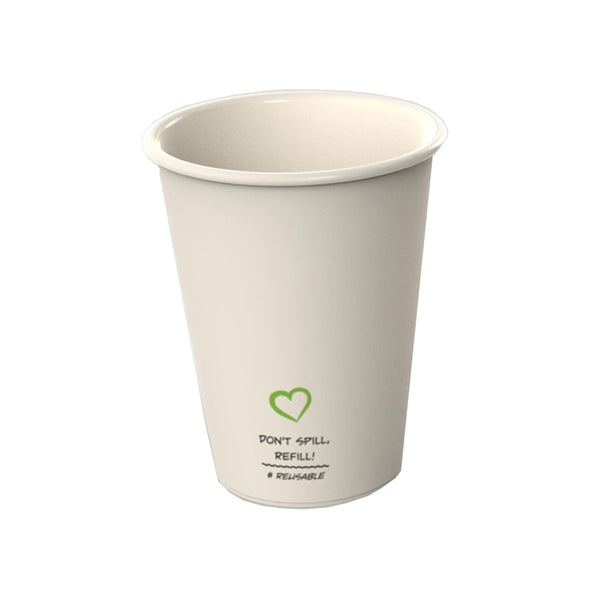 Wiederverwendbarer Kaffeebecher aus Kunststoff, unbedruckt, beige (400 x 180 ml)