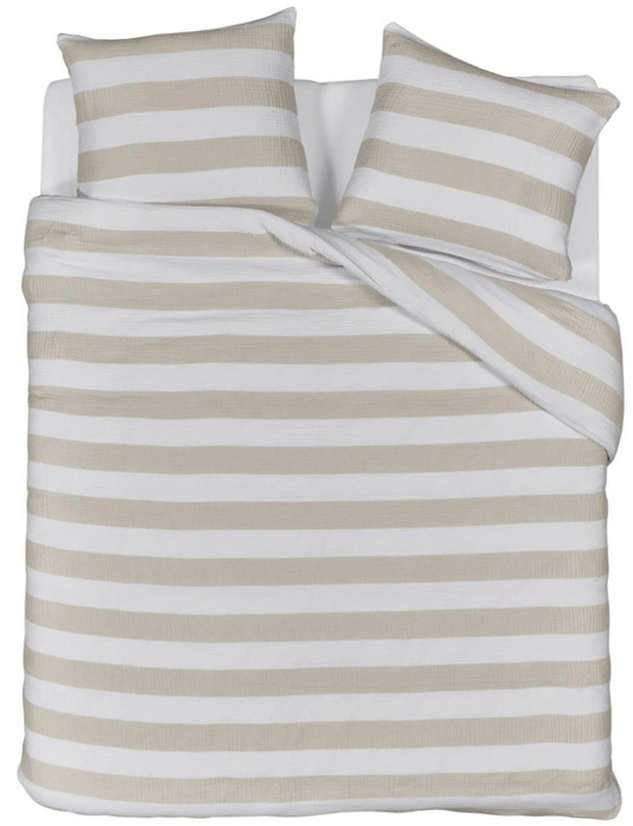 Riviera Maison gestreifter Bettbezug – Einzelbett – 140 x 200 220 – Sand