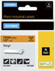 Dymo Rhino Industrie-Vinyletiketten | 12 mm x 5,5 m | schwarzer Druck auf Orange | Selbstklebende Etiketten für Rhino Label Manager-Etikettendrucker