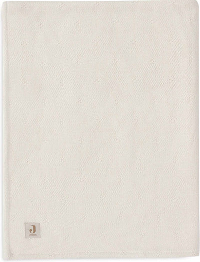 Jollein – Kinderbettdecke 100 x 150 cm – Babydecke – kuschelig gestrickter elfenbeinfarbener Samt