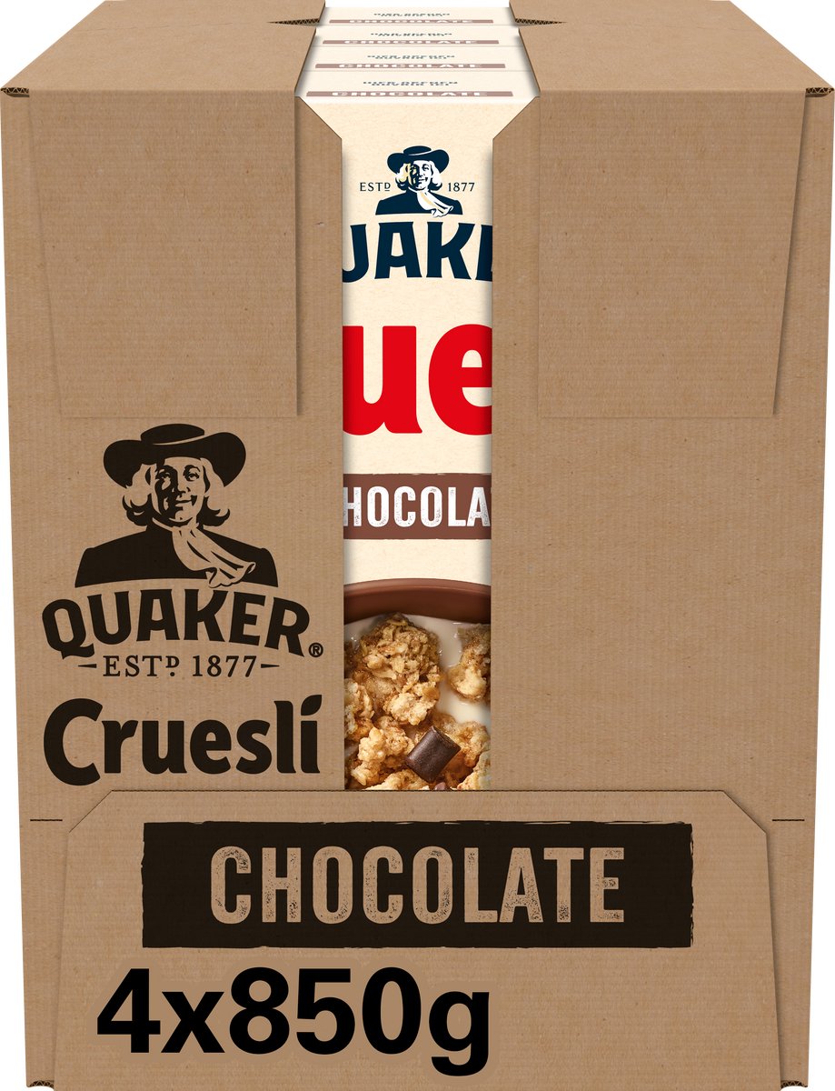 Quaker Cruesli Schokolade – Frühstücksflocken – 4 x 850 Gramm