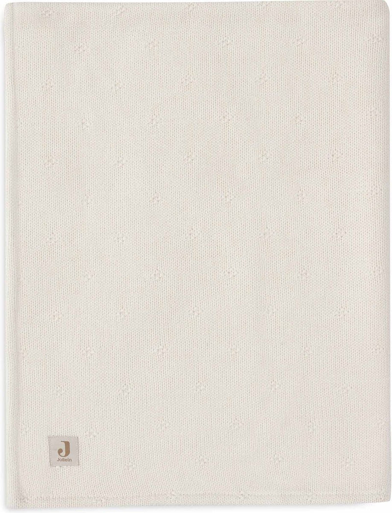 Jollein – Kinderbettdecke 75 x 100 cm – Kinderbettdecke, Kinderbettdecke, Babydecke – kuschelig gestrickter elfenbeinfarbener Samt