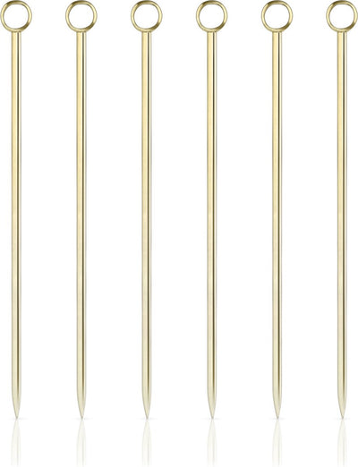 Viski Cocktailspieße – Edelstahl – goldfarben – 6 Stück