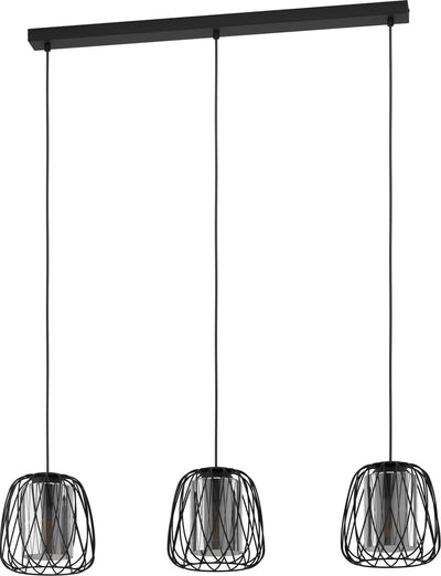 Eglo Floresta Hängelampe – E27 – 89 cm – Rauchglas – Schwarz