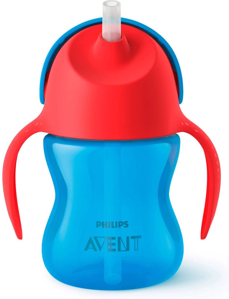 Philips Avent Trinkbecher mit Strohhalm – 9+ Monate – 1 Stück – blau rot – scf796 01