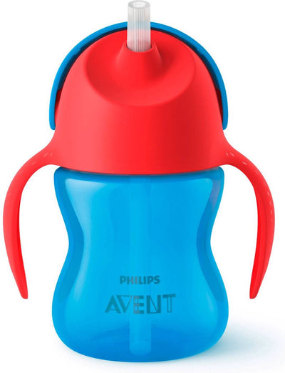 Philips Avent Trinkbecher mit Strohhalm – 9+ Monate – 1 Stück – blau rot – scf796 01
