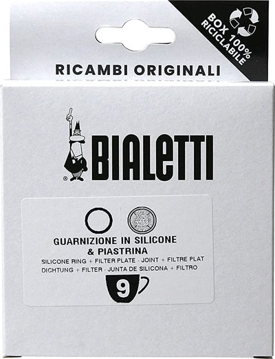 Bialetti Moka-Filterplatte aus Aluminium + 1 Silikonring 9 Köpfe