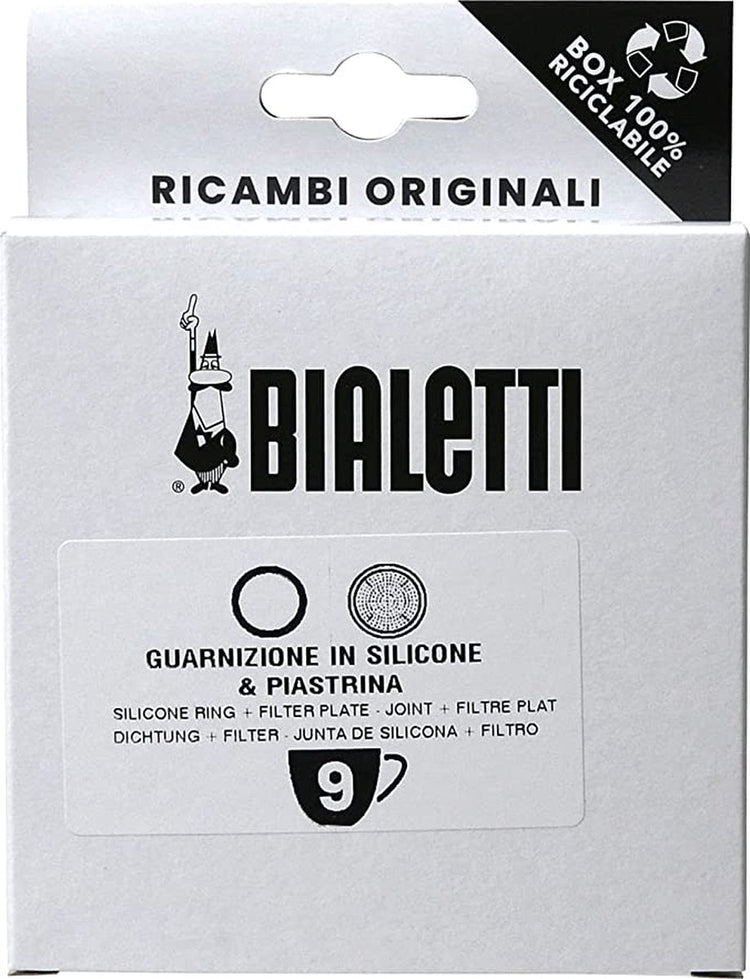 Bialetti Moka-Filterplatte aus Aluminium + 1 Silikonring 9 Köpfe