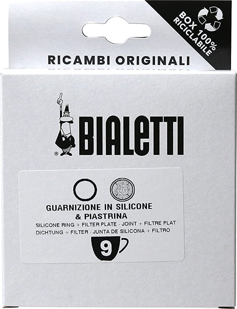 Bialetti Moka-Filterplatte aus Aluminium + 1 Silikonring 9 Köpfe