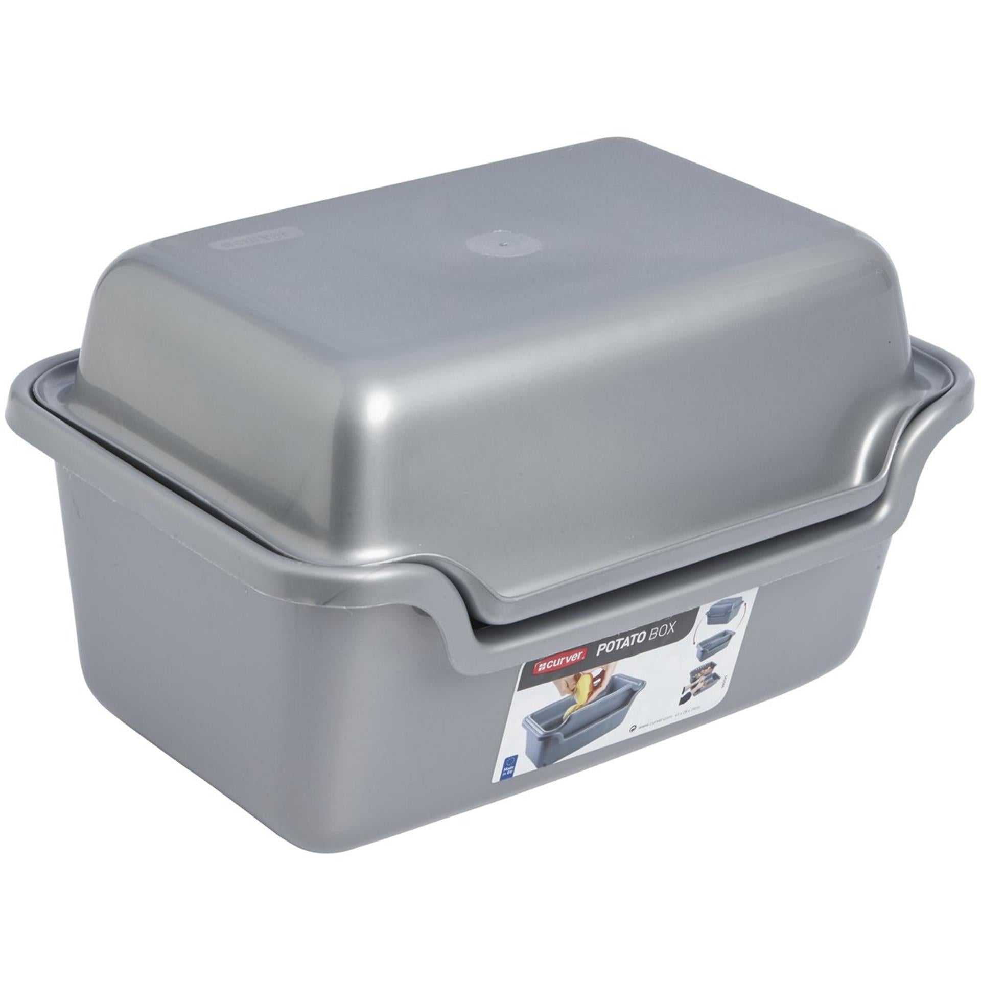 Hurver -Kartoffelschaltkasten 29x24.5x40,1 cm 20 l Silber