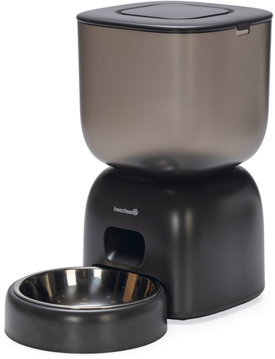 Beeztees Chris automatischer Katzenfutternapf – Smart – mit App – automatischer Katzenfutternapf – Anthrazit – 3 Liter