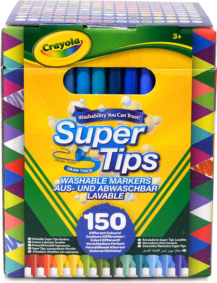 Crayola – Super Tips – Filzstifte – Set mit 150 Filzstiften in verschiedenen Farben – waschbare Filzstifte mit mittlerer Spitze