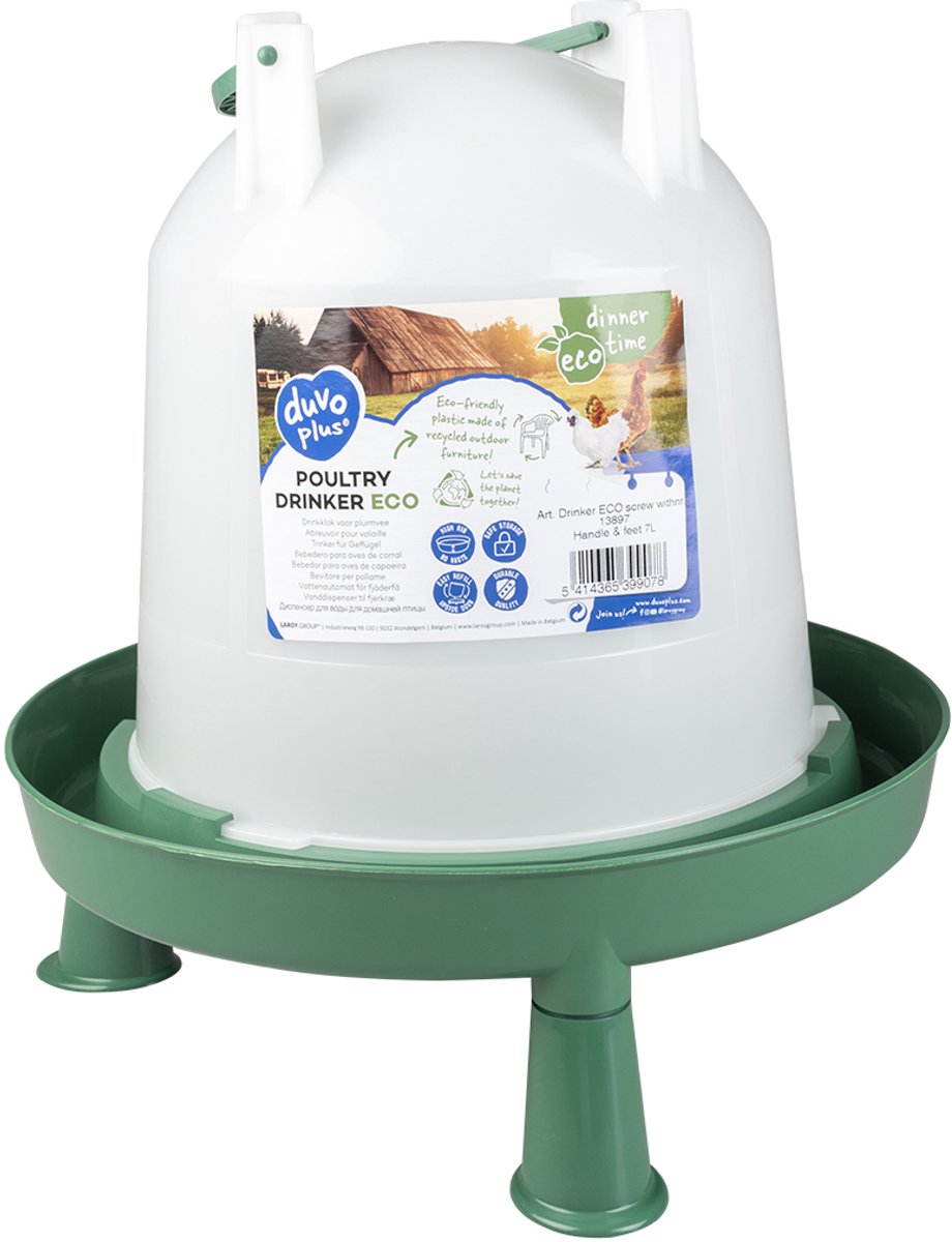 Duvo plus - Futtersilo - Huhn - Trinkglocke Öko-Schraube mit Griffbeinen 7l grün - 1St