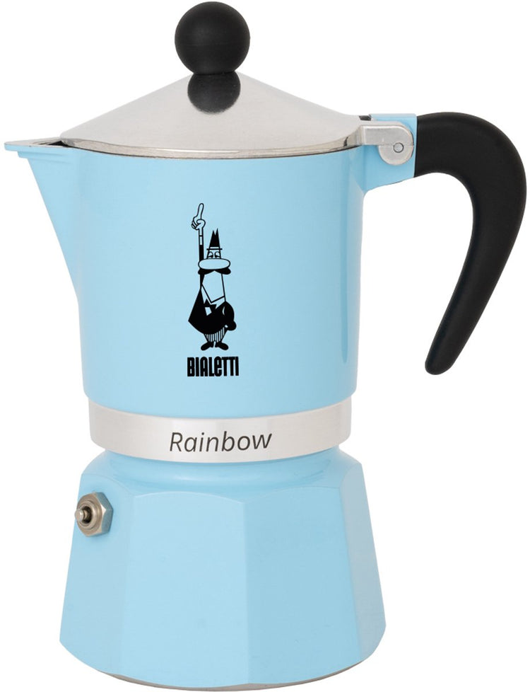 Bialetti Rainbow Azzurro 3 Tasse – Espressokanne – Hellblau – Aluminium – 130 ml