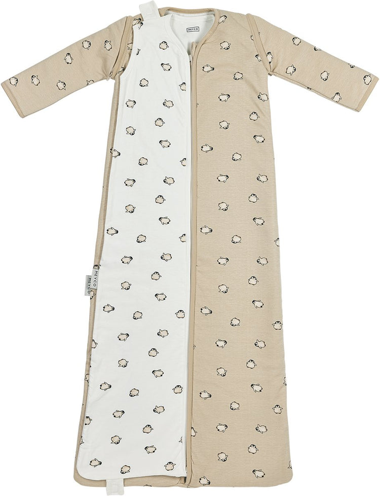 Meyco Baby Pinguin Babyschlafsack 4 Jahreszeiten – weicher Sand – 3,0 Tog