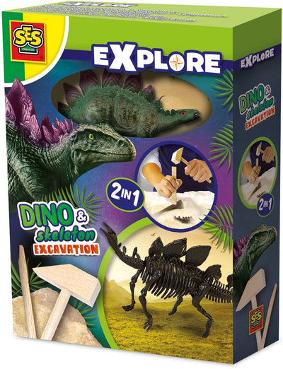 SES Erkunden und Skelett grub 2in1Stegosaurus aus