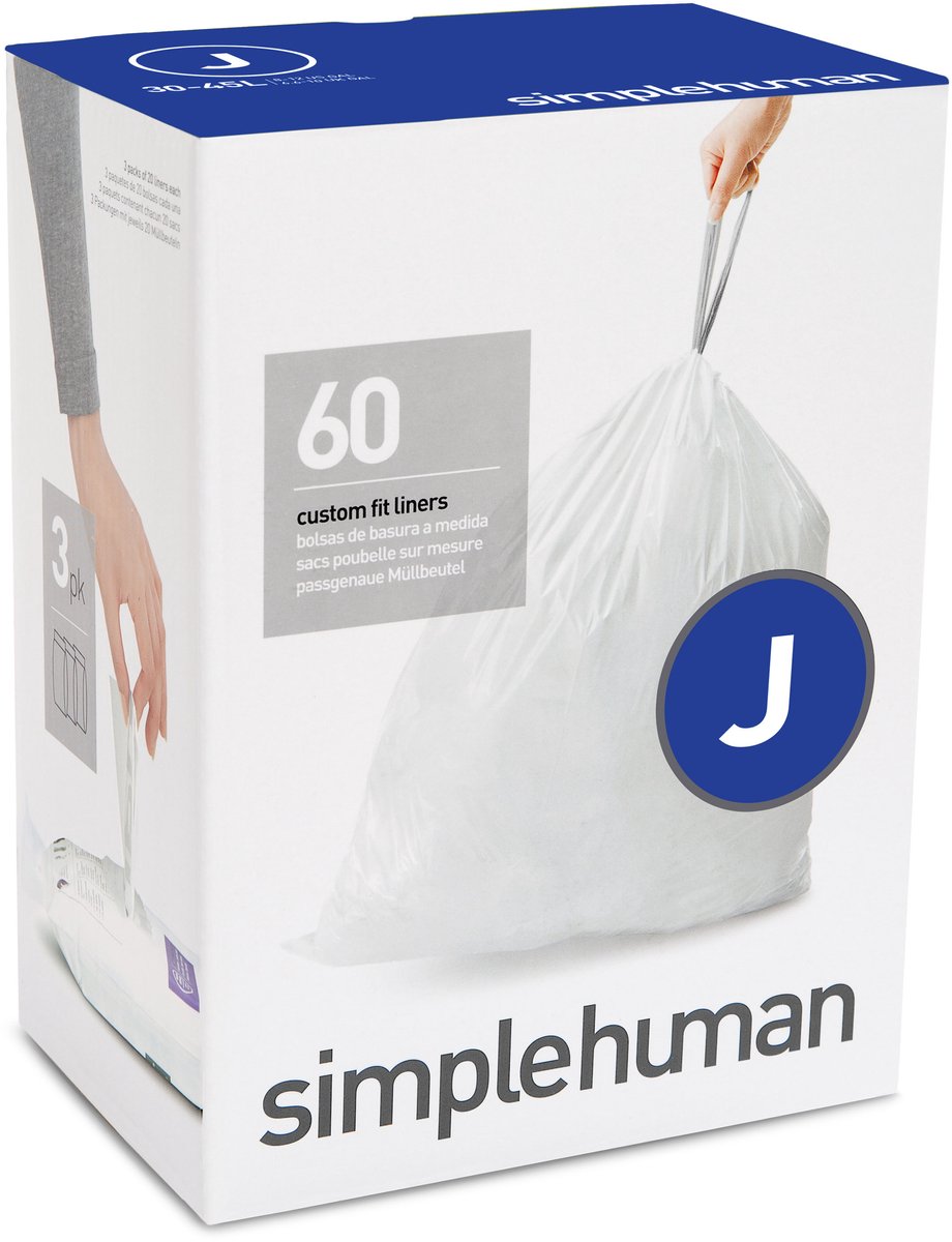 Simplehuman Code J Abfallbeutel – 40 Liter – 60 Stück – mit Kordelzug – weiß