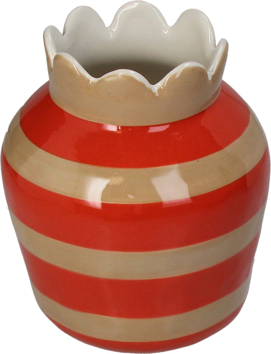 HD Collection Vase Streifen Steingut 14,3x14,3x17,5cm