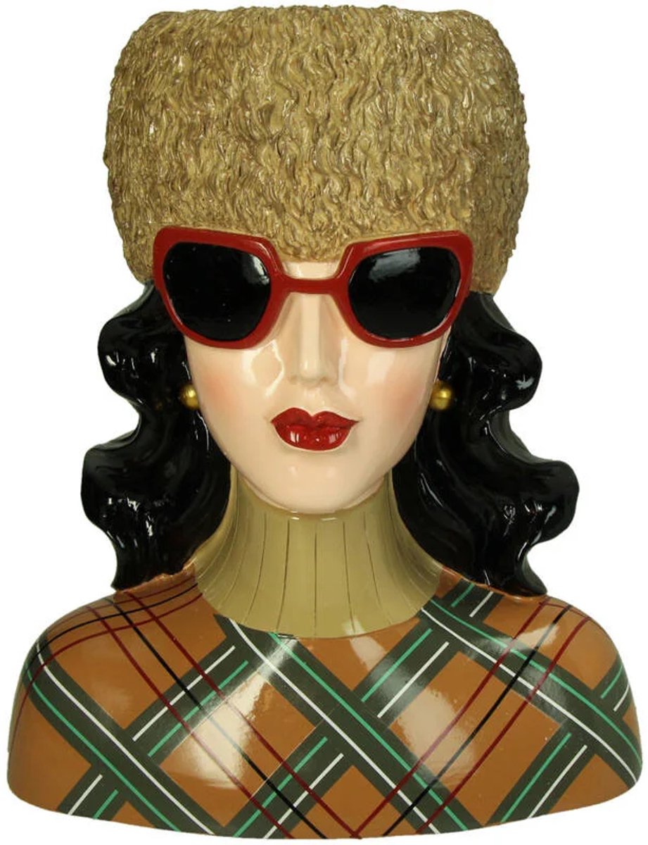 HD Collection Vase Fashion Lady Pelzmütze – Polyresin Multi 24 x 16 x 28,5 cm