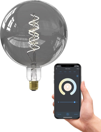 Calex Smart Lamp XXL – WLAN-LED-Filamentbeleuchtung – 20 cm – E27 – Smart Vintage-Lichtquelle Titan – dimmbar – warmweißes Licht – 5 W