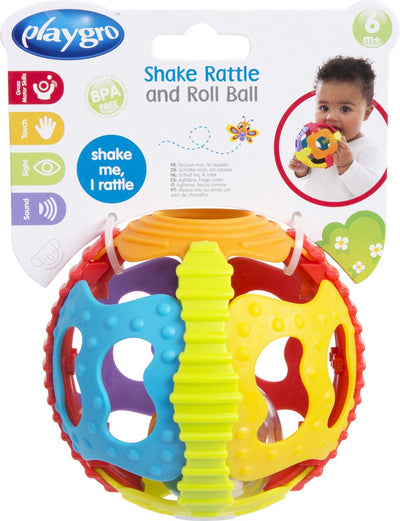 Playgro - Rassel schütteln und Ball rollen - Babyball - Babyballrassel - Rassel - Spielzeug Baby - Spielzeug 1 Jahr - Babyrassel Babyball - Babyspielzeug - Lernspielzeug für Babys