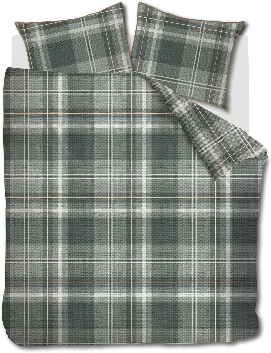 Riviera maison rivièra maison Bettbezug mit Tartan-Karomuster – Einzelbetten – 240 x 200 220 cm – grün