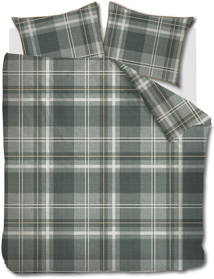 Riviera maison rivièra maison Bettbezug mit Tartan-Karomuster – Einzelbetten – 240 x 200 220 cm – grün