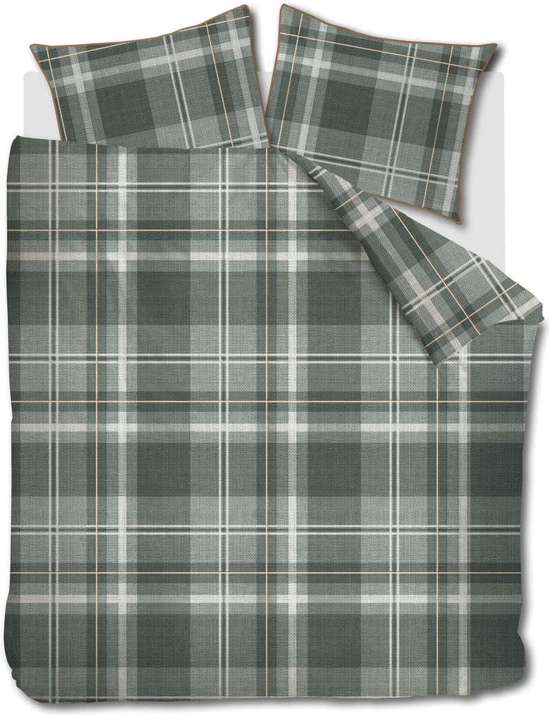 Riviera maison rivièra maison Bettbezug mit Tartan-Karomuster – Einzelbetten – 240 x 200 220 cm – grün