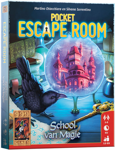 999games 999 Spiele – Pocket Escape Room: Schule der Magie – Denkaufgabe – Rätsel lösen und entkommen – Brettspiel – Denkaufgabe – Niederländisch – kleines Geschenk