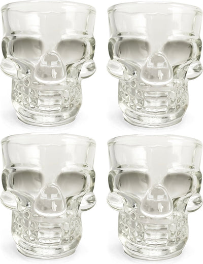 Schnapsglas von Kikkerland – 4er-Set – 45 ml – spülmaschinenfest – im Totenkopf-Design