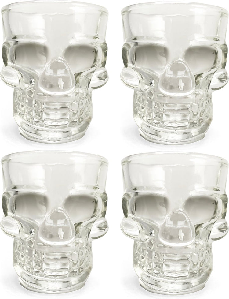 Schnapsglas von Kikkerland – 4er-Set – 45 ml – spülmaschinenfest – im Totenkopf-Design
