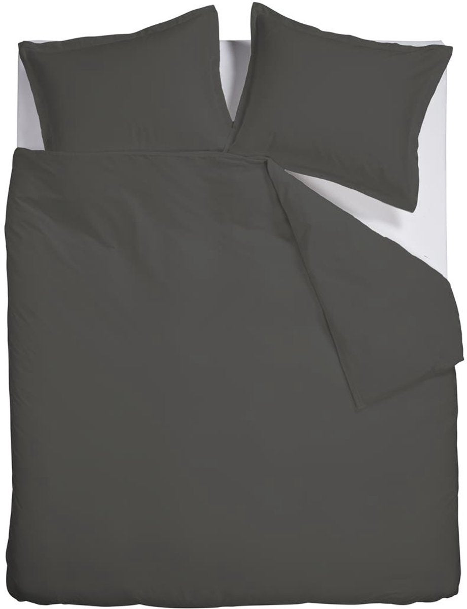 Ambiante Satin-Uni-Bettbezug – Doppelbett – 200 x 200 220 cm – dunkelgrau