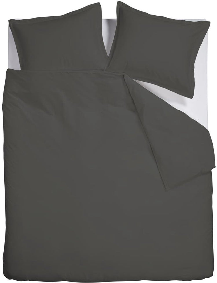 Ambiante Satin-Uni-Bettbezug – Doppelbett – 200 x 200 220 cm – dunkelgrau