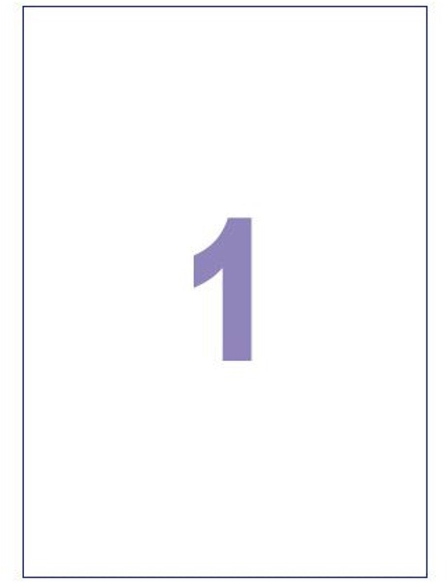 Kangaro-Etikett – Tintenstrahl-Laserkopie – 210 x 297 mm – 100 Blatt – 1 Aufkleber pro Blatt – k-210297