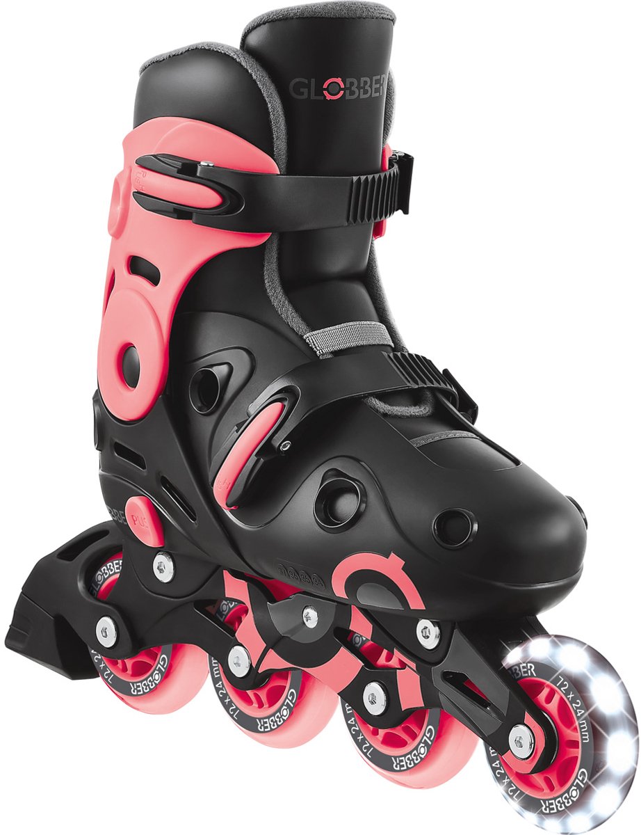 Globber Inlineskates - Go Skate Pink - Pink - verstellbar 34-37 - leuchtende Rollen - ab 5 Jahren